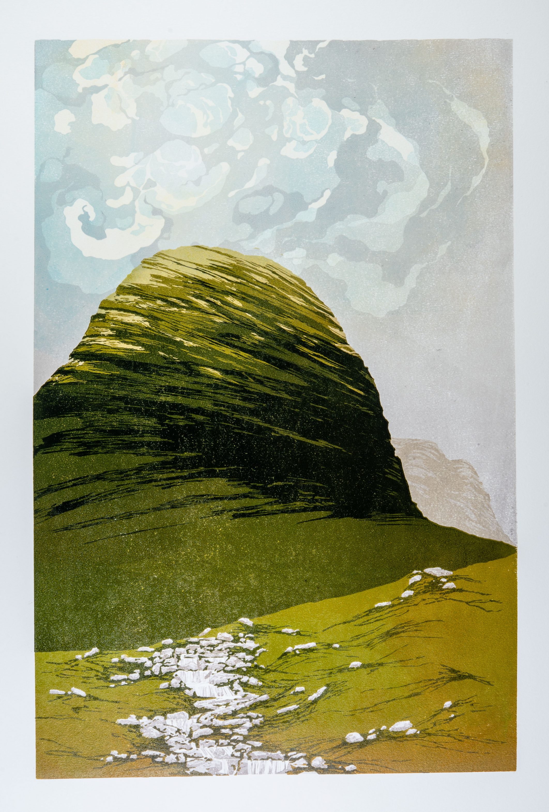 Laura Boswell paisaje ukiyo-e monte y cielo nublado