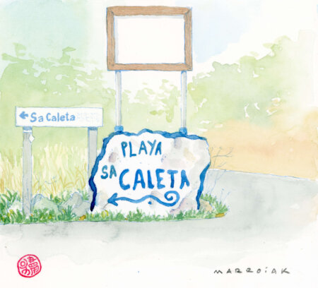 Sa caleta original watercolor Ibiza up for auction