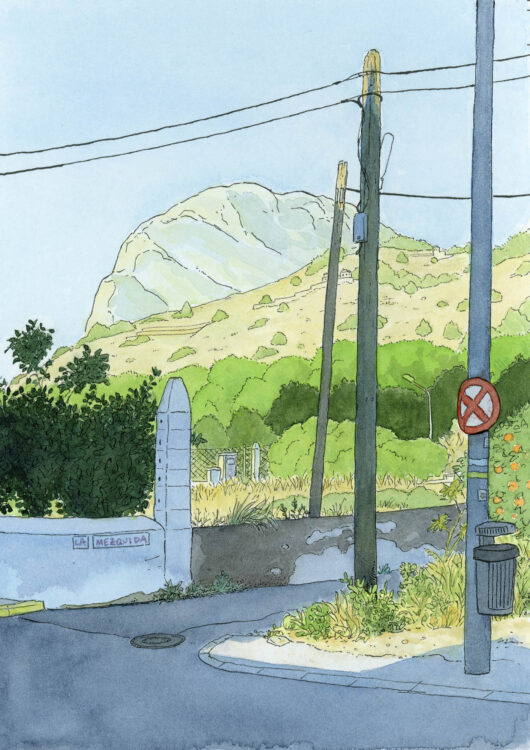 Acuarela original javea (xabia) y el montgó