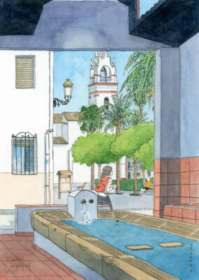 Acuarela original benifairo de la valldigna en subasta