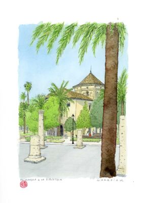 original watercolor bibllioteca de valencia marroiak underground auction