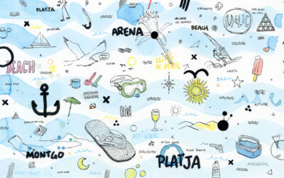 Acuarela original detalles del mar