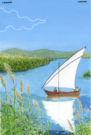 Original Albufera watercolor drawing for auction