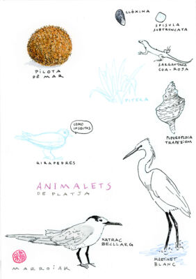 Animalets de la platja original subasta dibujo