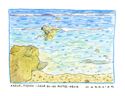 sand, stones and water in the rocks of denia marroiak