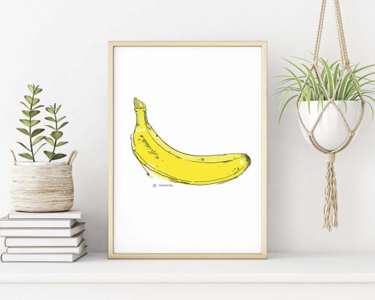 Lámina print con una ilustración de un plátano (banana)