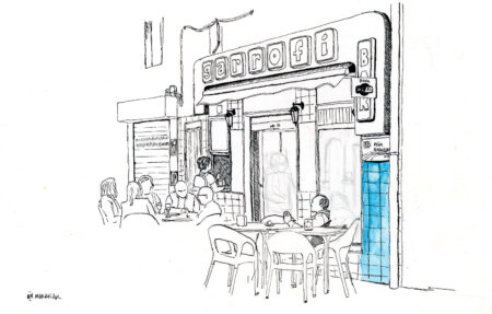 Bar el garrofi oliva dibujo original tinta