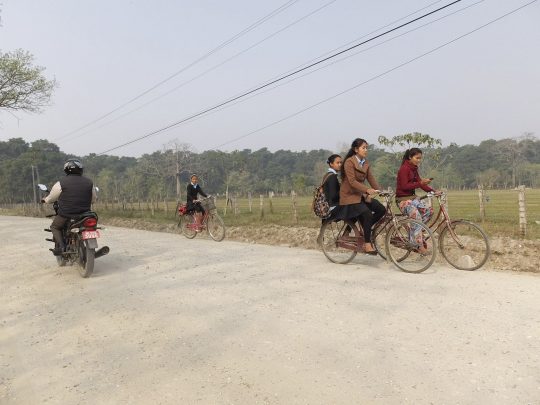 Fotografía de unas bicicletas en un camino anexo al Parque Nacional de Chitwan al sur de Nepal