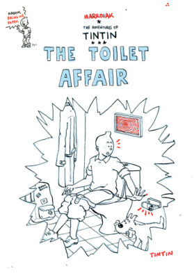 Tintin sketch and the toilet affair original at auction