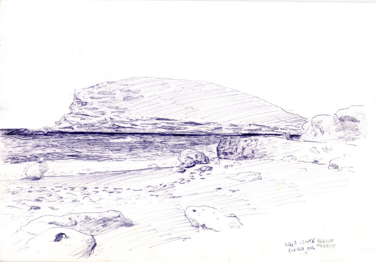 cala comte dibujo original de ibiza en subasta