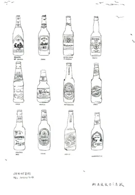 cervezas del mundo dibujo original en subasta