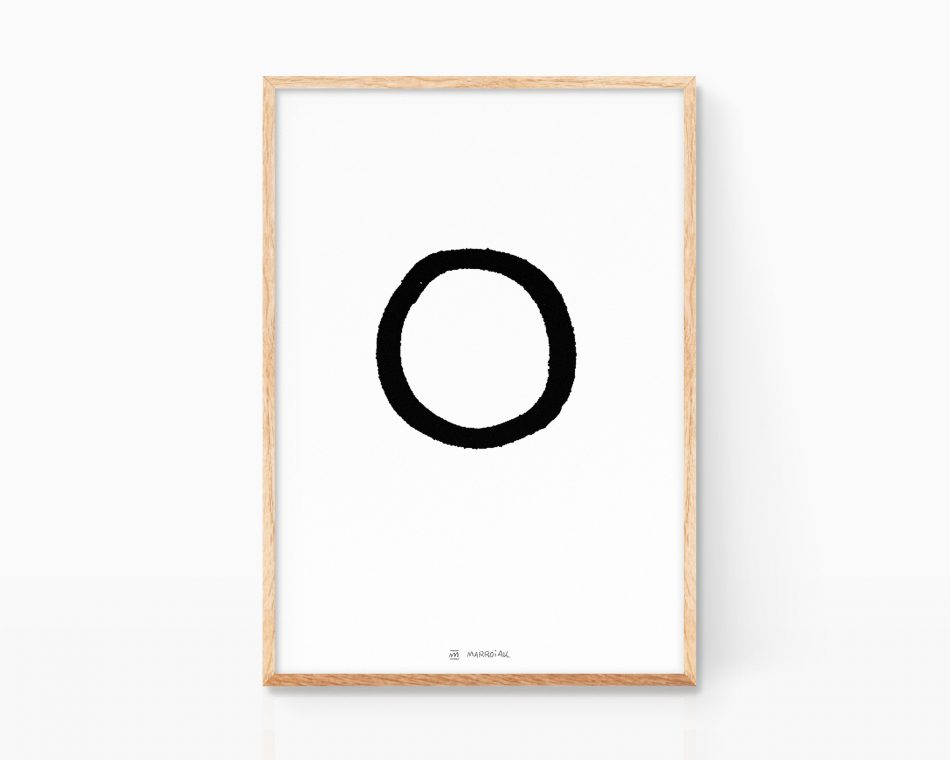 Lámina decorativa con ilustración de un círculo abstracto minimalista. Arte moderno