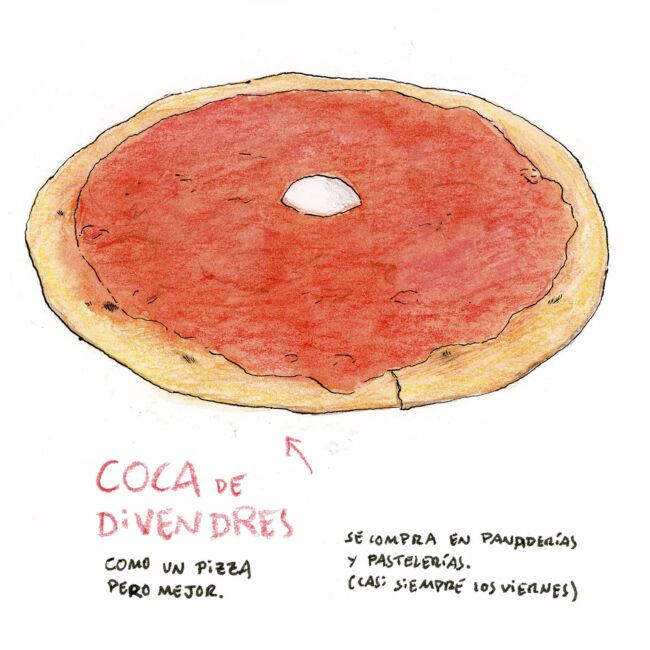 Coca d´oliva de divendres (viernes) de tomate, pimiento y huevo. Gastronomia valencina