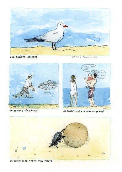 comic impresionista escenas cotidianas en la playa