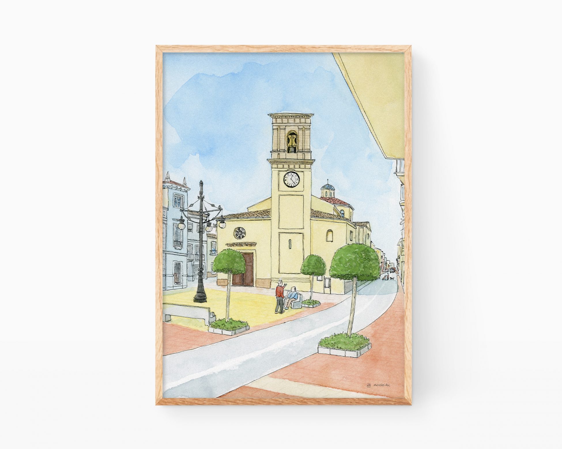 Dibujos de Miramar en La Safor (Valencia). Ilustraciones de iglesias de la Comunidad Valenciana y de pueblos de la cosa.