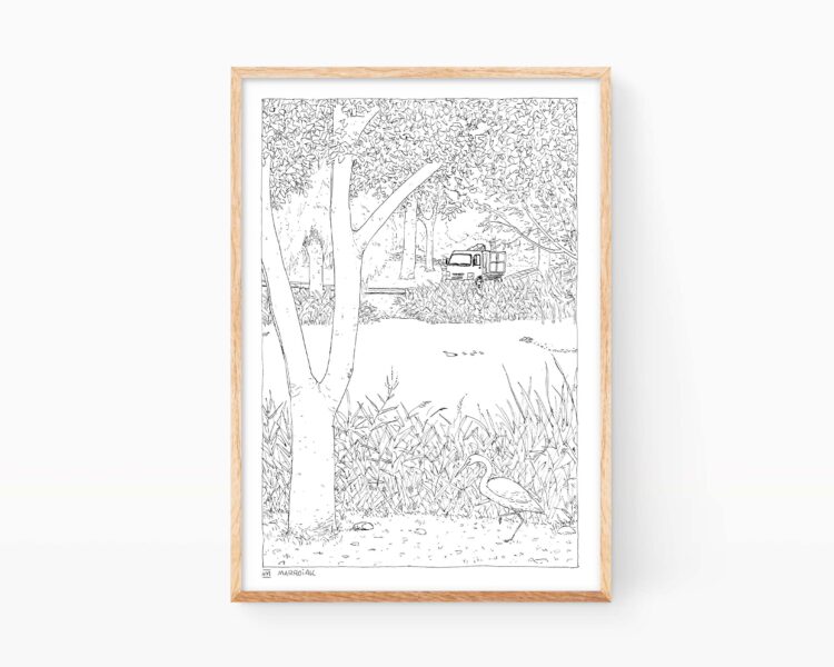 Lámina dibujo Alqueria del Duc, Gandia, en blanco y negro