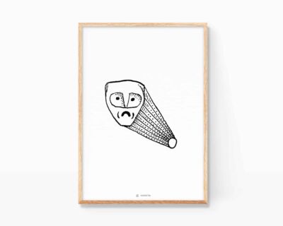 Lámina escultura divertida y primitiva arte urbano minimalista