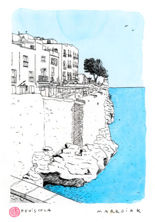 Dibujo original peniscola subasta arte