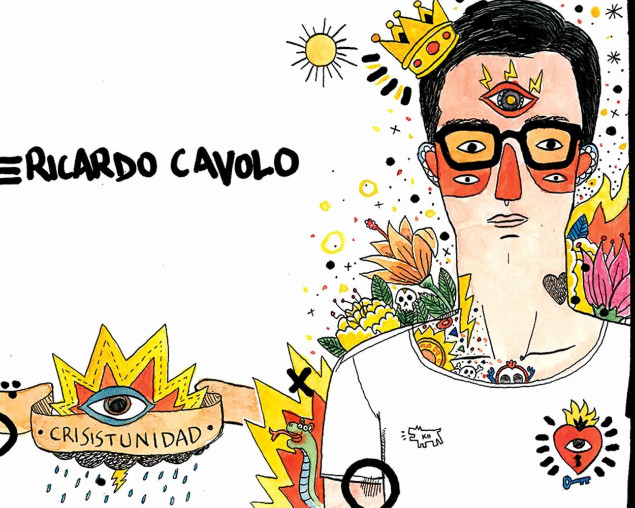 Dibujo con un retrato del ilustrador Ricardo Cavolo. Lámina decorativa para enmarcar