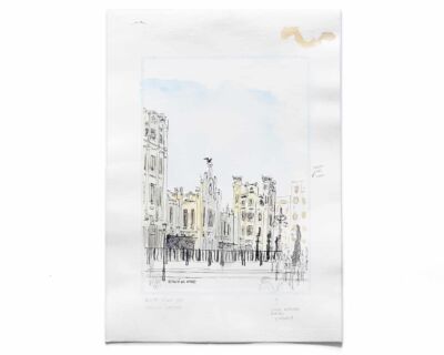 Watercolor sketch of valencia train station, Estació del Nord