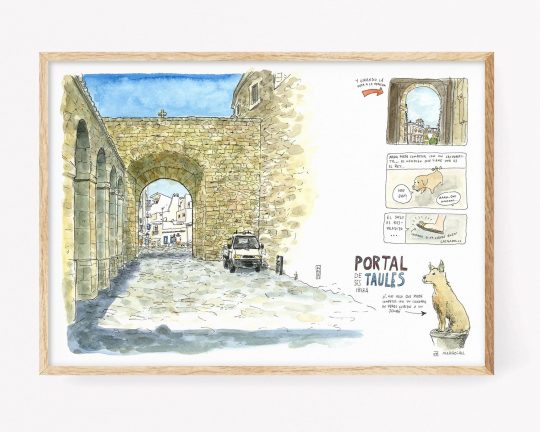 Fotos y dibujos de ibiza. Lamina portal de ses taules eivissa vila