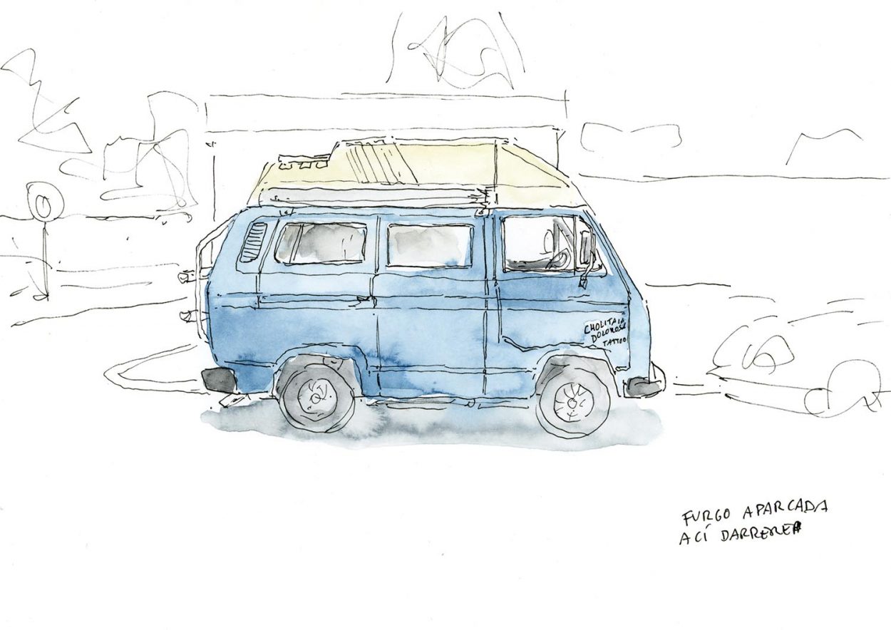 boceto dibujo furgoneta
