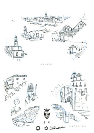 Gandia varios dibujos boceto en subasta