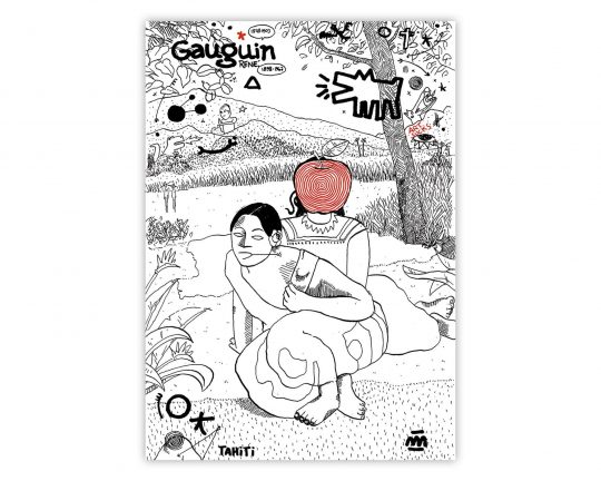 Ilustración con una versión del cuadro de Gauguin y una manzana de Magritte. Art Meixes