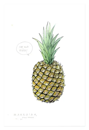 ilustracion original piña en subasta