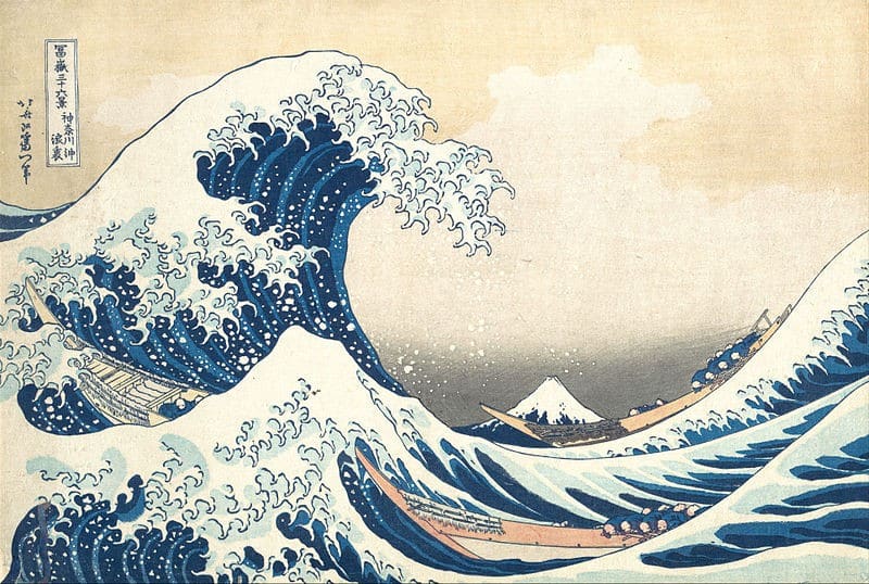 La gran ola ukiyo-e de hokusai