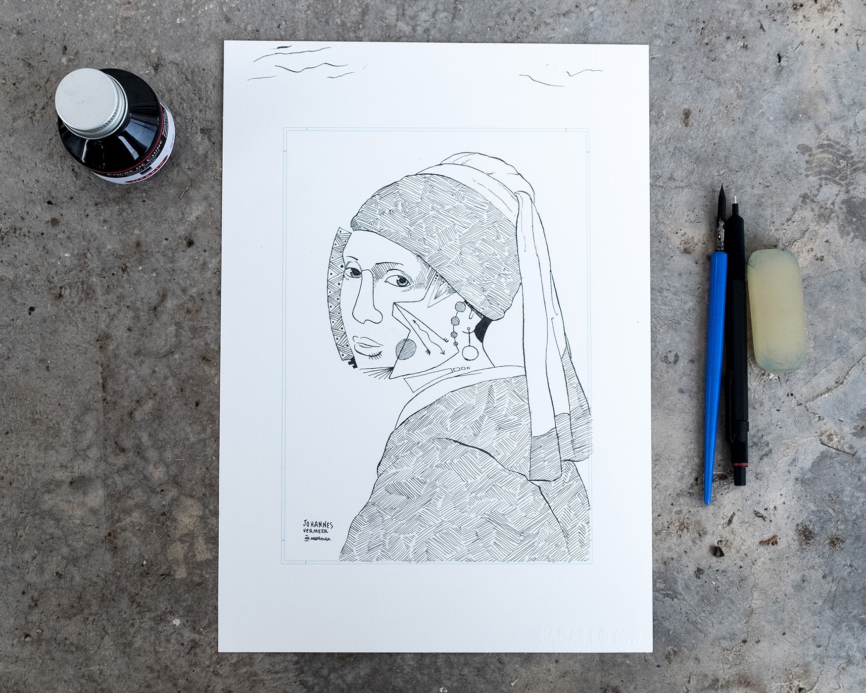 Illustration The Girl with the Pearl by Johannes Vermeer