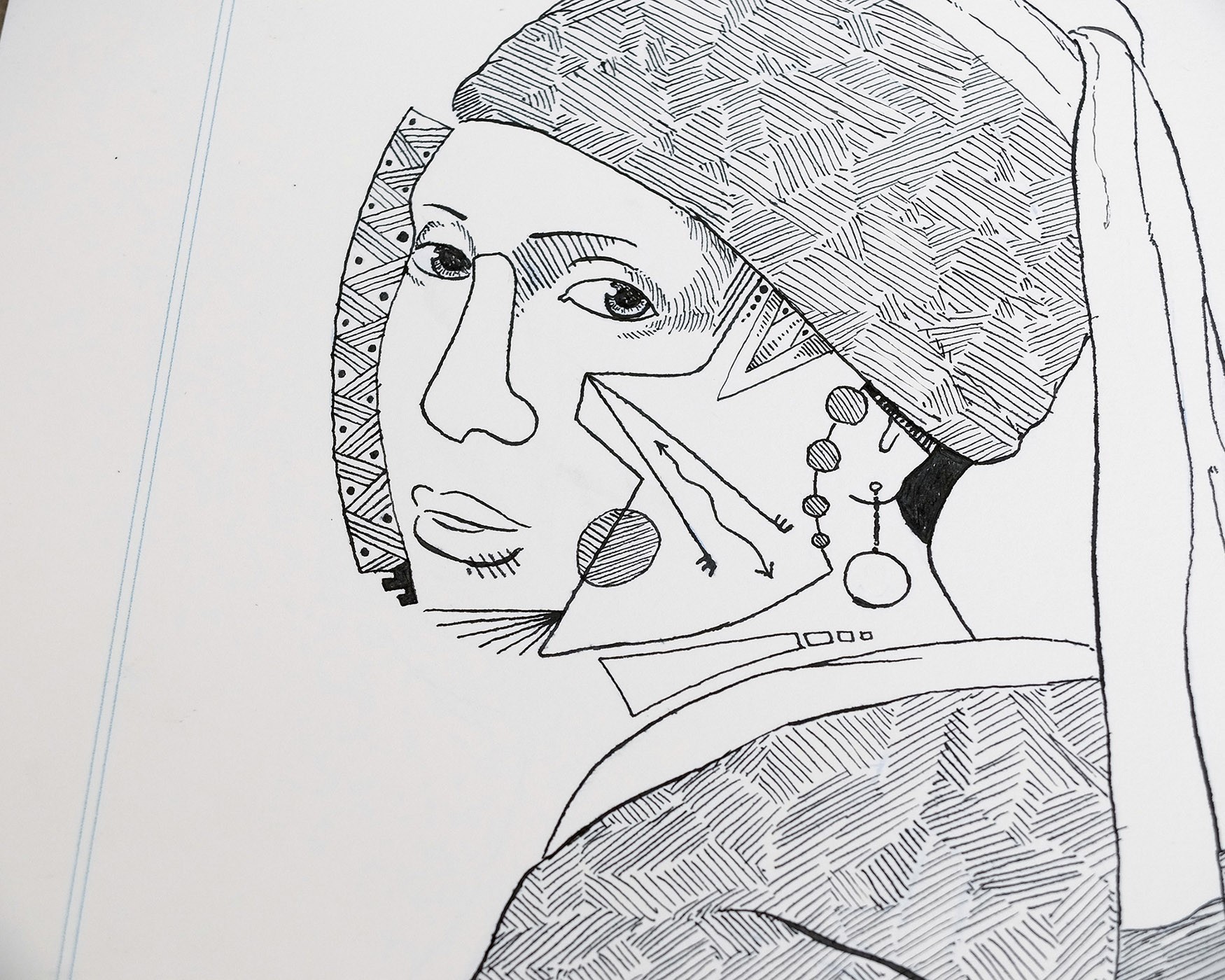 Illustration The Girl with the Pearl by Johannes Vermeer