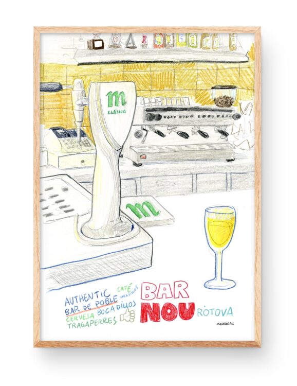 Lámina ilustracion bar nou rotova, la safor, valencia