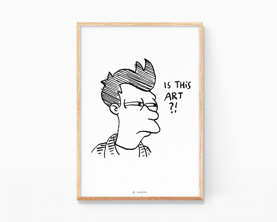 Cuadro para enmarcar con una ilustración del meme de internet de Fry (Futurama). Dibujos divertidos para comprar online.