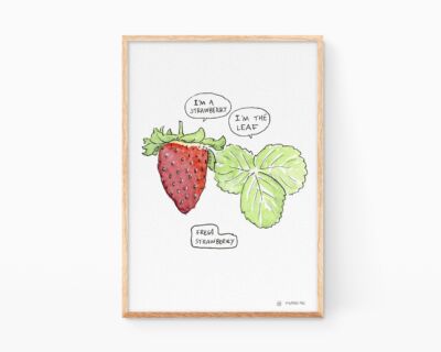 Strawberry watercolor print