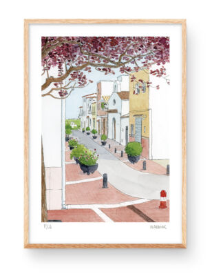 illustration plate guardamar de la safor watercolor drawing.