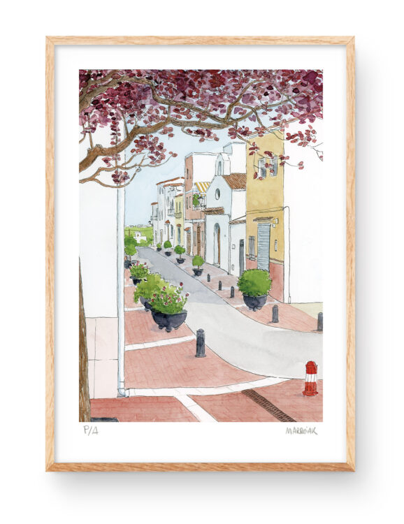 lamina ilustracion guardamar de la safor dibujo acuarela.