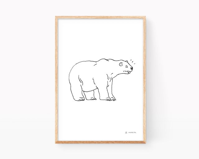 Dibujo en estilo hindú de un oso pardo. Ilustración de animales de poder en blanco y negro