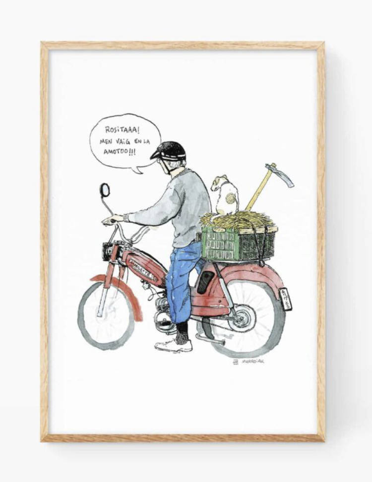 Mini grandpa on a moped