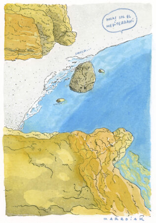 Original cala soc el mediterrani watercolor subsata