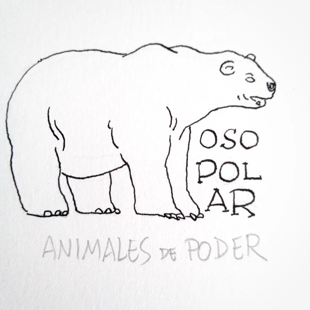 Dibujo en blanco y negro de un oso polar de la colección animales de poder dibujo