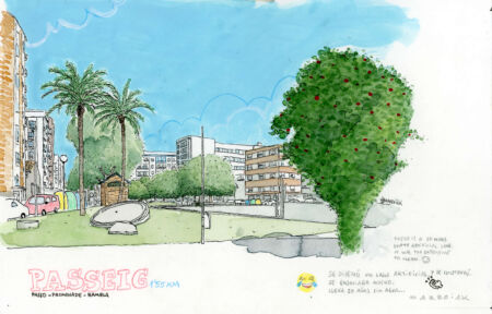 Passeig oliva original acuarela en subasta