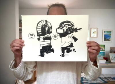 baby daft punk serigrafia original en subasta