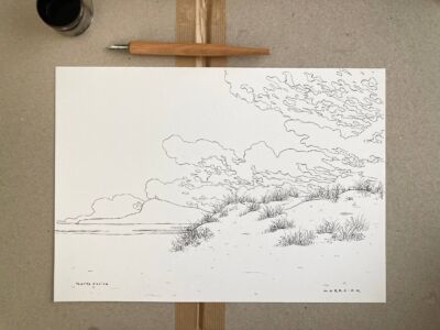 Platja d oliva valencia dibujo blanco y negro original