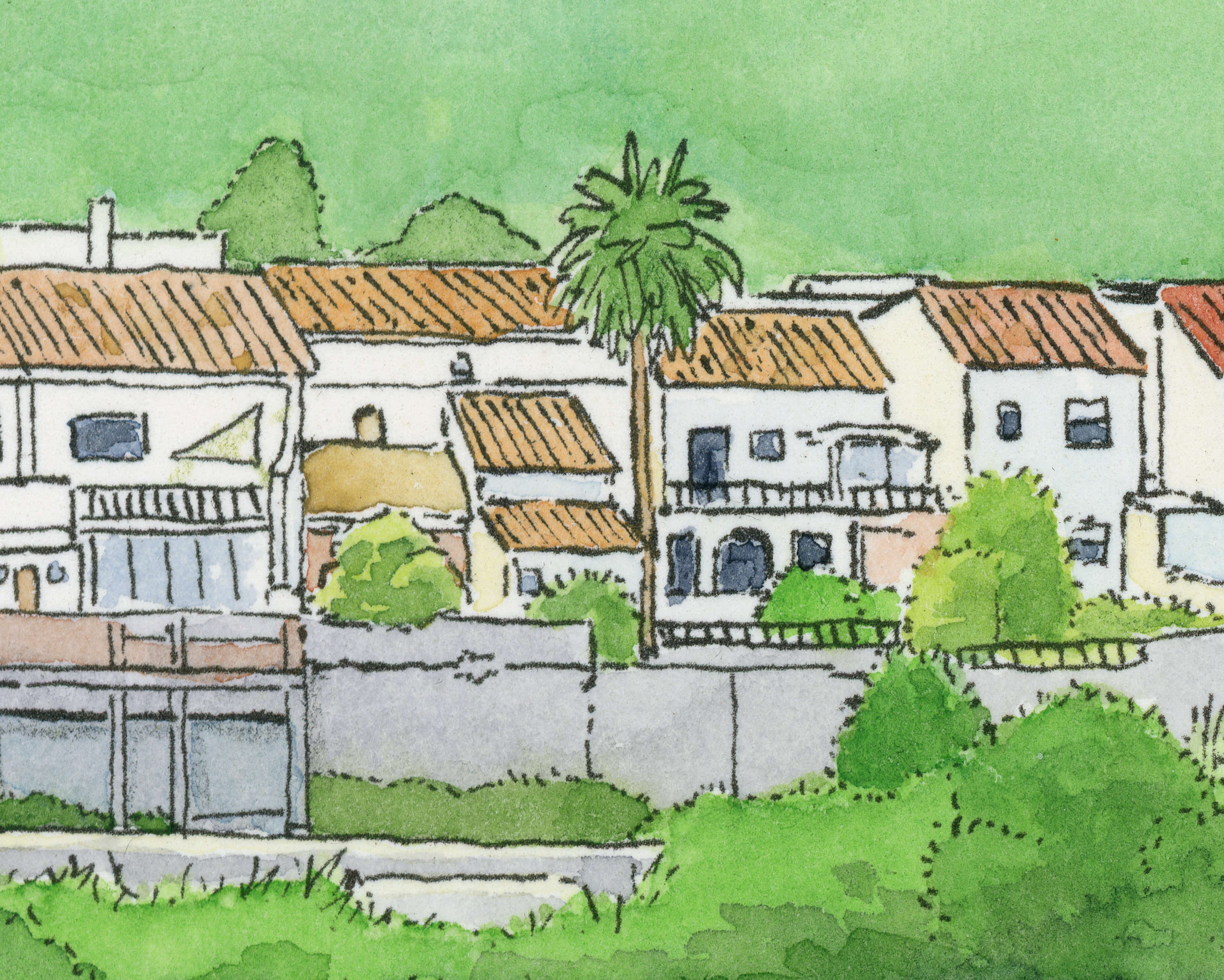 Pobles de la Safor Original-Aquarell
