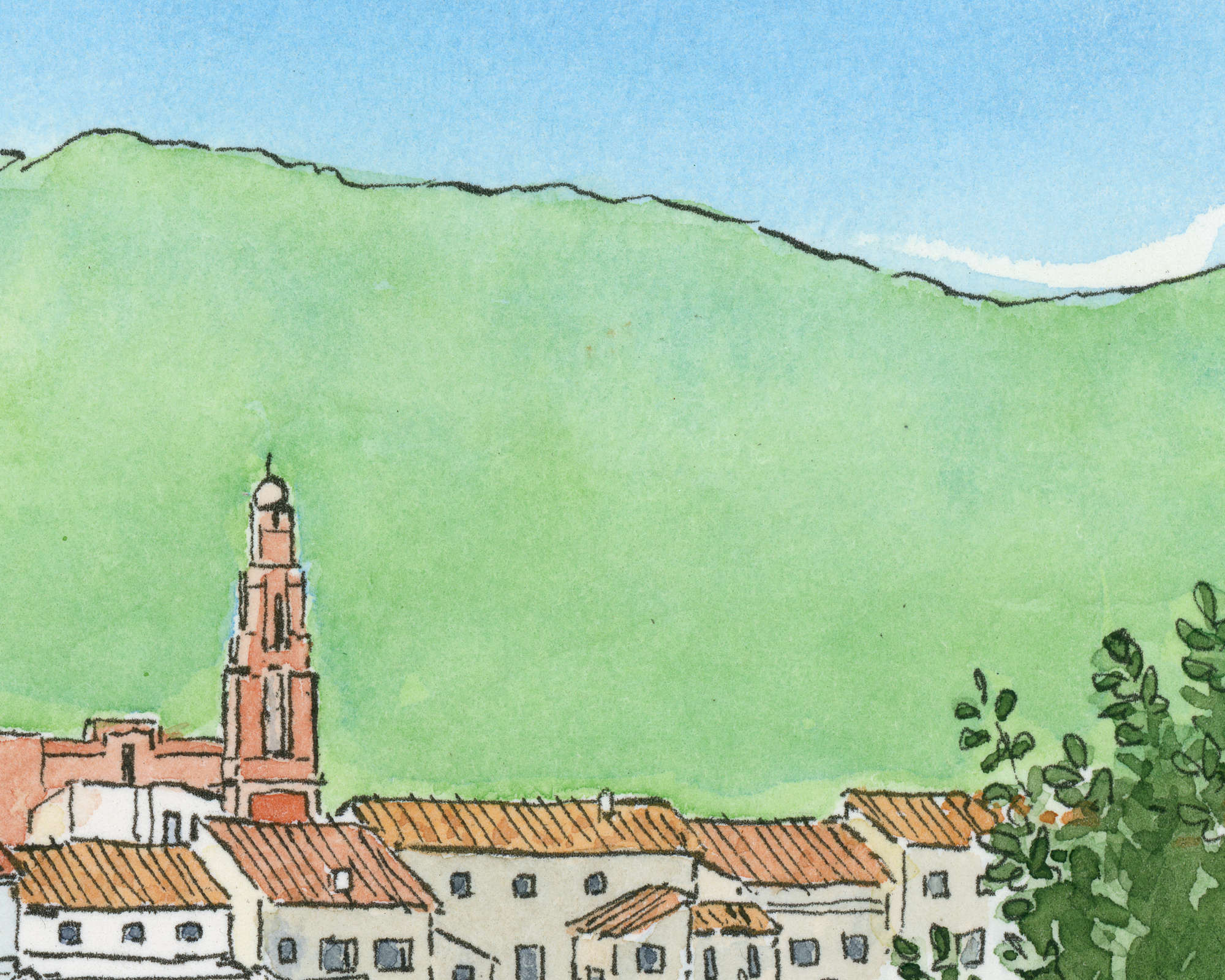 Pobles de la Safor Original-Aquarell