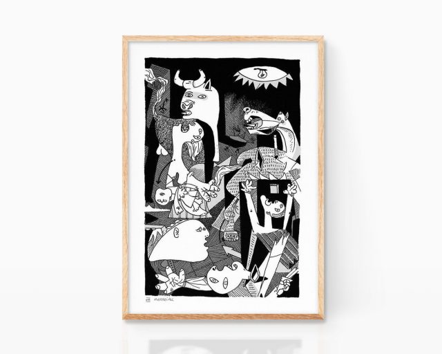 Print cubista Museo Reina Sofía decoración moderna en blanco y negro. Picasso Vanguardias