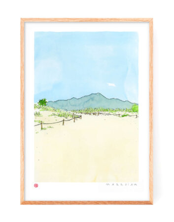 Print playa ahuir gandia ilustracion acuarela safor ilustrada