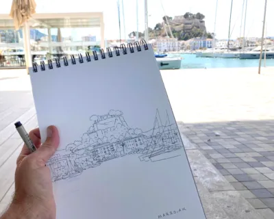 Dibujo en subasta del puerto de denia. Arte original