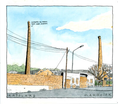 Original watercolor rajolars for auction, olive, Valencia